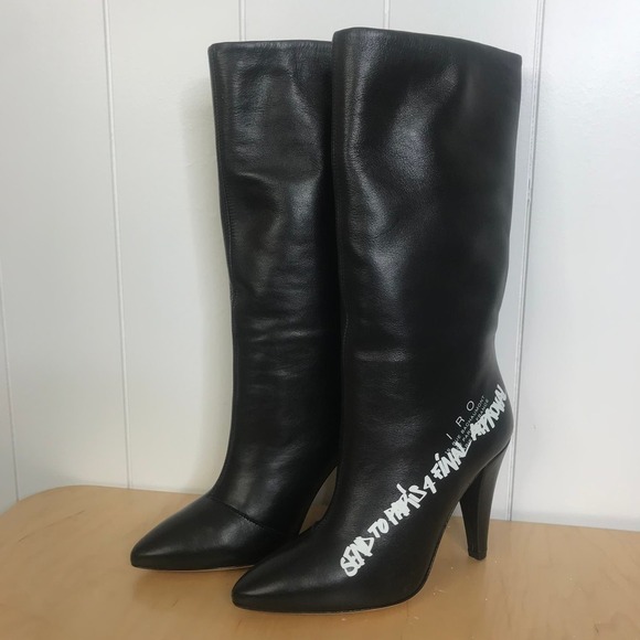 NIB IRO Black Leather Feels Heeled Boots SZ 36/5.5 W $690 retail - Picture 8 of 8